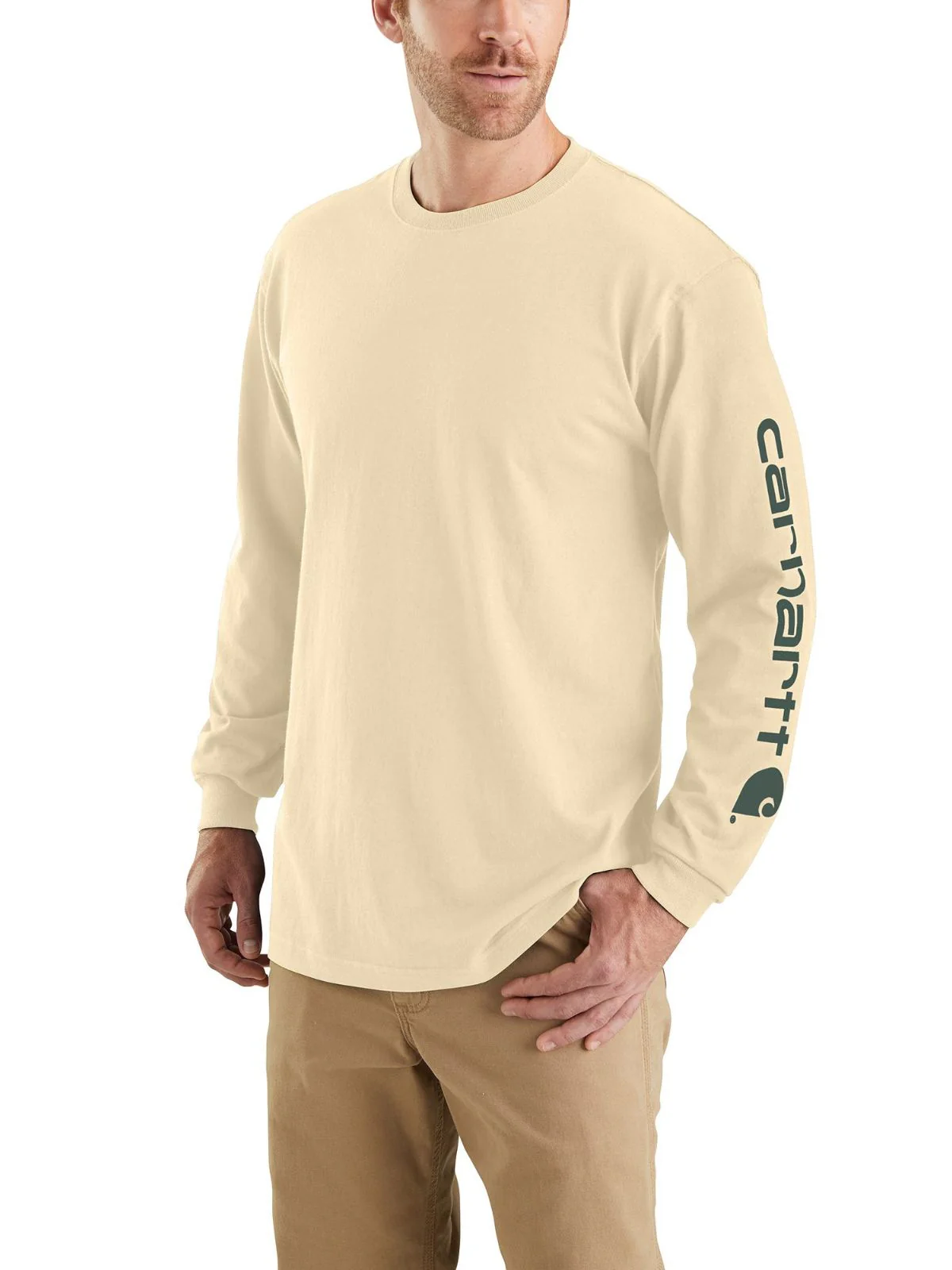 Carhartt Loose Fit Heavyweight Long Sleeve Logo Tee - Image 3
