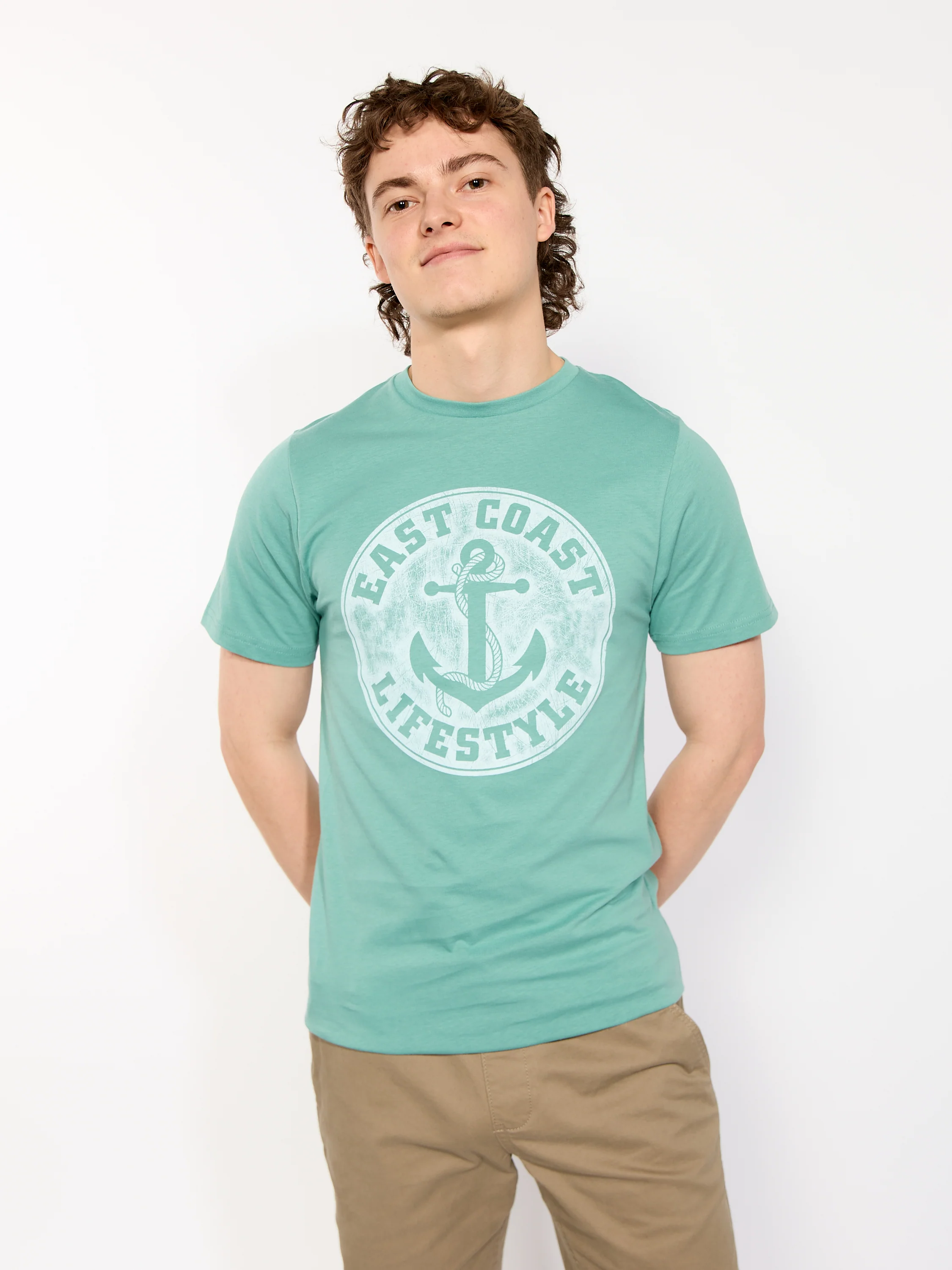 East Coast Lifestyle Distressed Anchor Logo Tee - Image 3