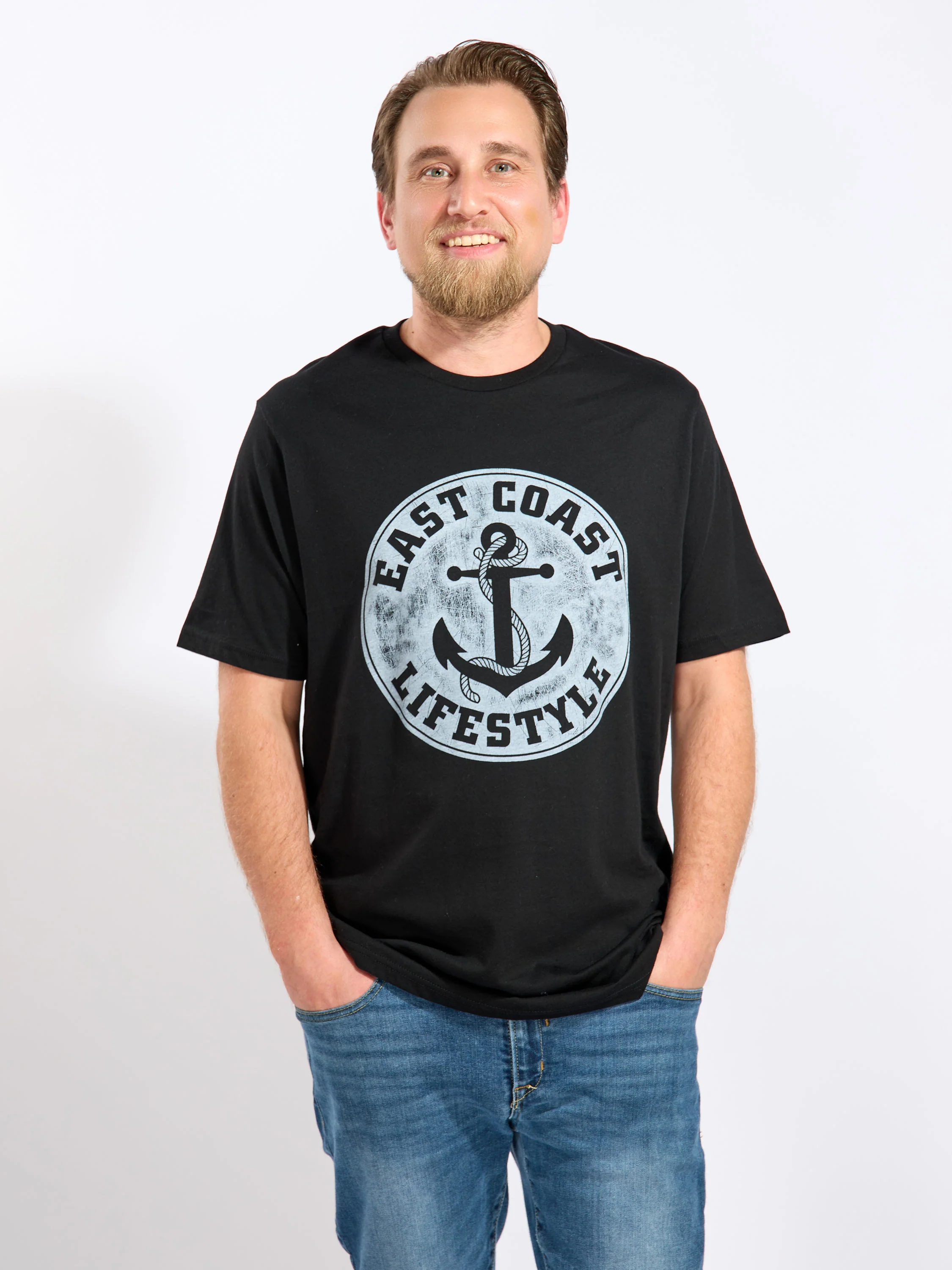 East Coast Lifestyle Distressed Anchor Logo Tee - Image 4