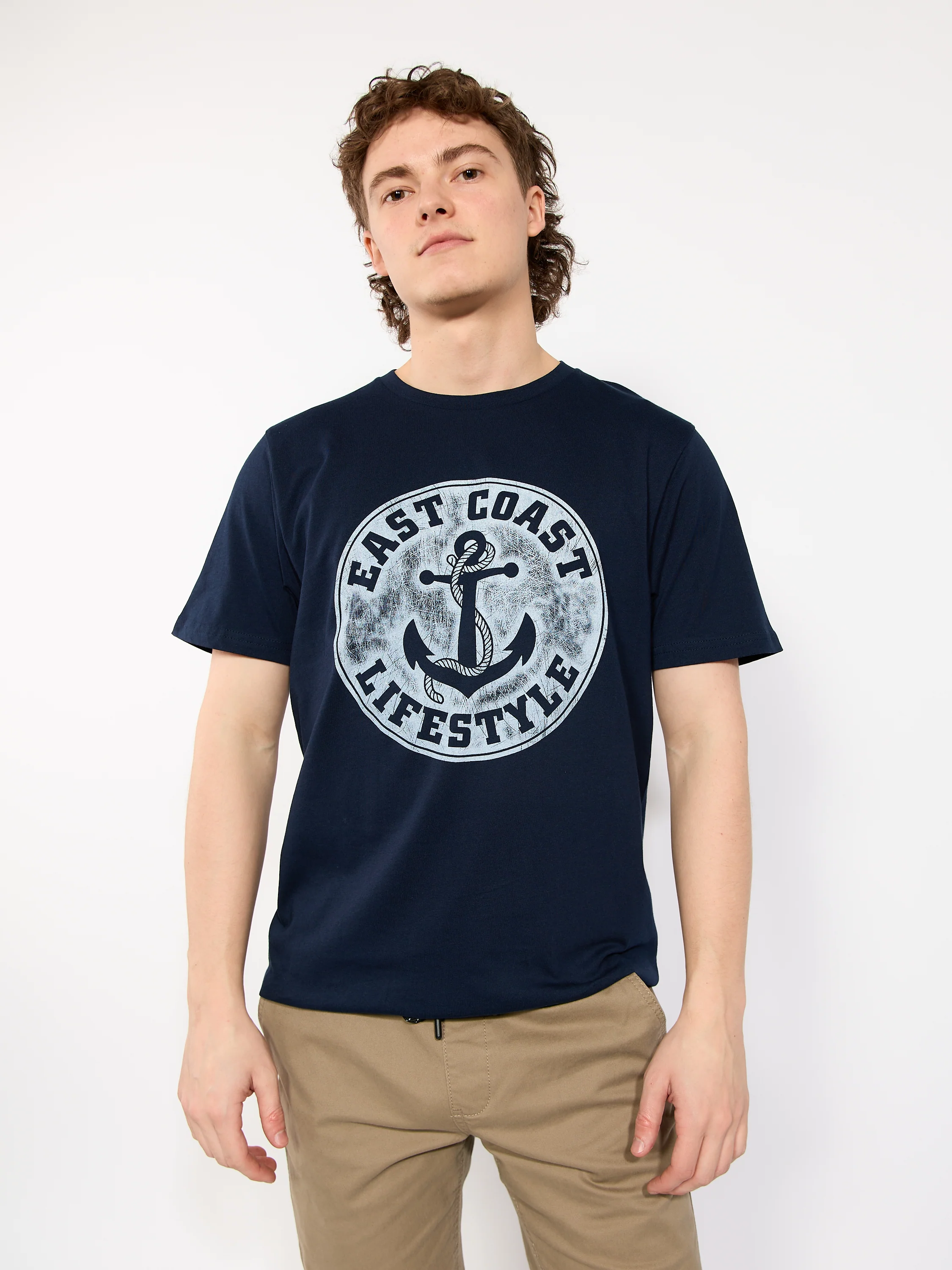 East Coast Lifestyle Distressed Anchor Logo Tee - Image 7
